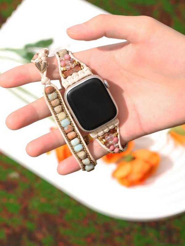 1 Peça Com Contas Pulseira Compatível Com Apple Watch