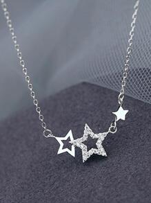 Vòng cổ mặt dây chuyền ngôi sao đính đá Zirconia - Bạc - Xem 1