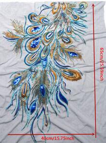 1pc Peacock Feather Pattern DIY Sewing Decoration, Creative Multi-purpose DIY Decoration For Cloth - Blue - View 5