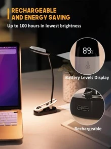 1 pieza exhibición potencia de batería recargable Libro de luz mini LED Luz para leer 3 colores flexible - Multicolor - Ver 3