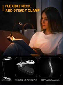 1 pieza exhibición potencia de batería recargable Libro de luz mini LED Luz para leer 3 colores flexible - Multicolor - Ver 4