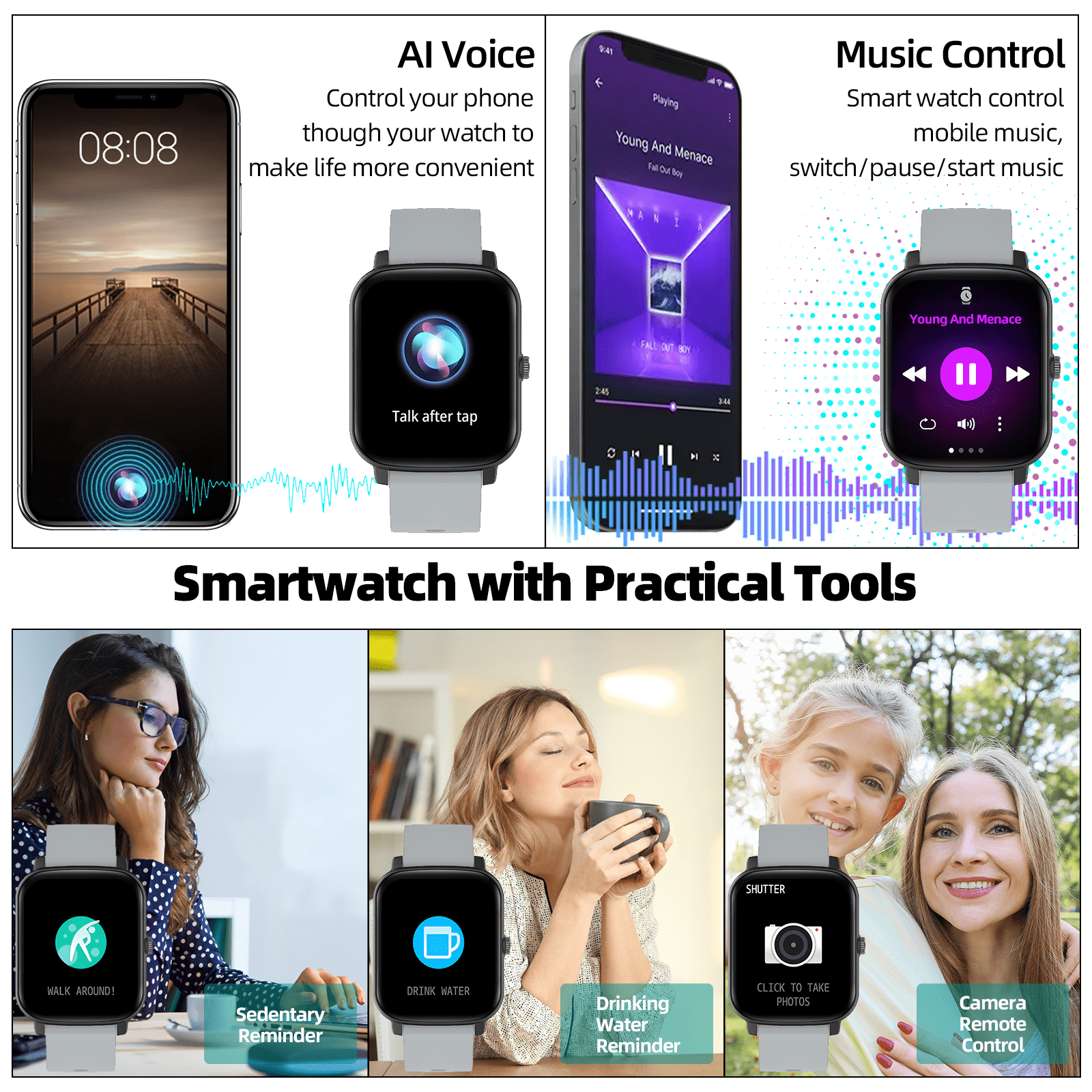HuaWise Smart Watch(Call Receive/Dial), Full Touch Screen SmartWatch