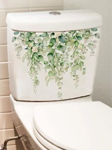 1 pièce Décalcomanie de couvercle de toilette à motif de feuille, autocollants, décalcomanie murale, décalcomanie vinyle pour décoration de la maison, articles de décoration de printemps pour rafraîchir votre maison, autocollants de décoration Rama