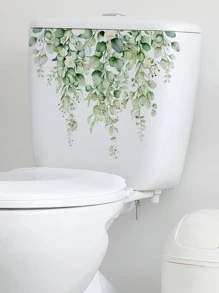 1 pièce Décalcomanie de couvercle de toilette à motif de feuille, autocollants, décalcomanie murale, décalcomanie vinyle pour décoration de la maison, articles de décoration de printemps pour rafraîchir votre maison, autocollants de décoration Rama