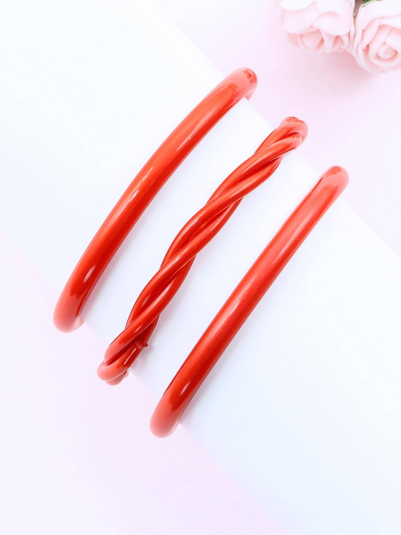 3 cái/bộ Vòng Tay Tối Giản - Đỏ - Xem 1