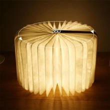 1入組可折疊書本造型夜燈,木製led翻書燈,usb可充電桌燈,適用於學習、家居裝飾和便攜照明 - 米色 - 查看 4