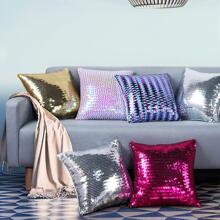 Vỏ gối đính sequin cho ghế sofa Sparkle Nàng tiên cá trang trí đệm Vỏ gối màu bạc lấp lánh Trang trí nội thất 15x15 inch Bạc/Sâm panh/Xanh/Hồng - Bạc - Xem 7