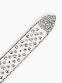 Cinturón decorado con diamantes de imitación para hombre para fiesta - Blanco - Ver 5