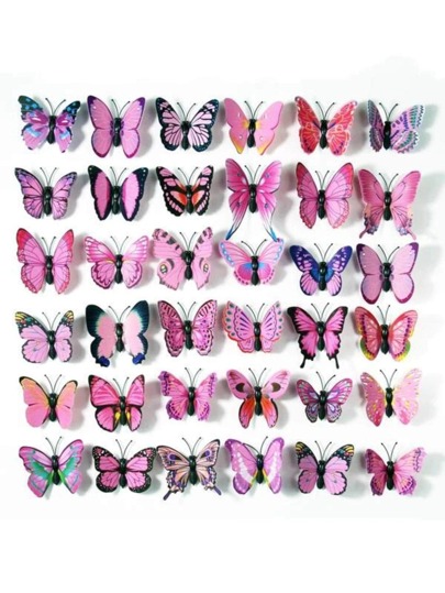 12/50pcs PVC Butterfly Stickers Colorful Butterfly Decorative Stickers Randomly Issued,Stickers,Wall Decal, Vinyl Decal For Home Decorations,Spring Decoration Items Refresh Your Home,Rama Decoration Stickers Gifts Birthday Graduation