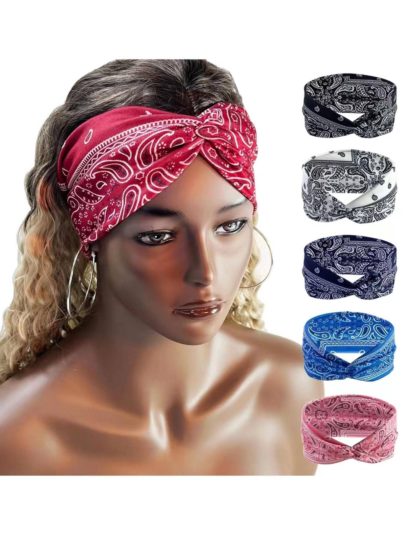 6 cái Dây buộc tóc in họa tiết Paisley - Nhiều màu - Xem 1
