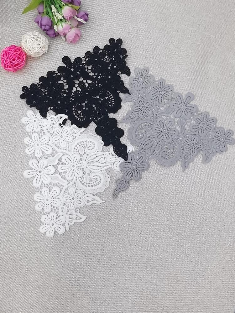 2 יח'\סט מדבקת תיקון פוליאסטר, אפליקציית רקמה רקומה פרחונית מודרנית לתפירה - שחור - ראה 10