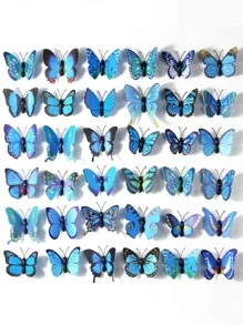 12/50 miếng dán PVC hình bướm nhiều màu sắc trang trí hình bướm ngẫu nhiên, nhãn dán, decal dán tường, decal vinyl trang trí nhà cửa, vật dụng trang trí mùa xuân làm mới ngôi nhà của bạn, nhãn dán trang trí Rama - Màu xanh lam - Xem 1