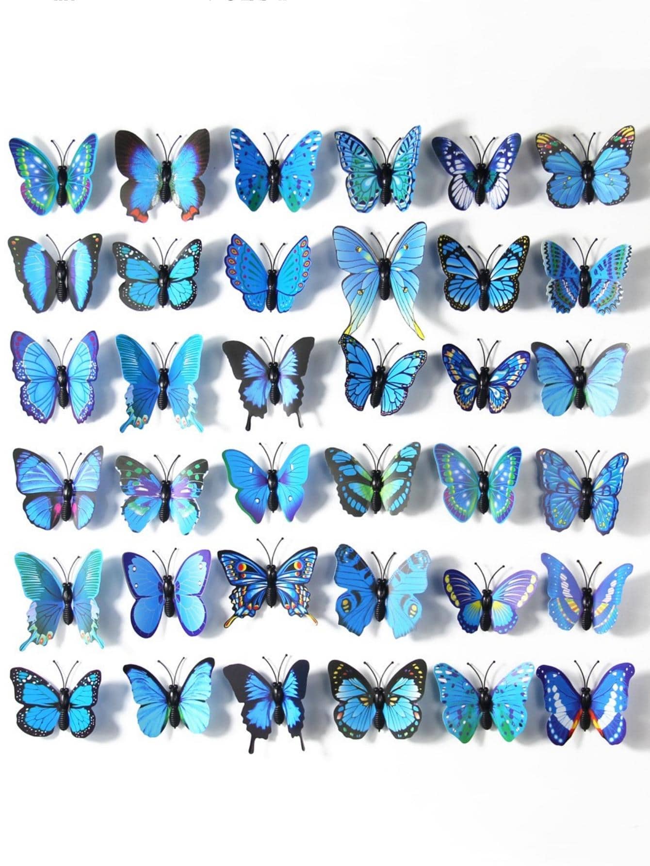 12/50 miếng dán PVC hình bướm nhiều màu sắc trang trí hình bướm ngẫu nhiên, nhãn dán, decal dán tường, decal vinyl trang trí nhà cửa, vật dụng trang trí mùa xuân làm mới ngôi nhà của bạn, nhãn dán trang trí Rama - Màu xanh lam - Xem 1