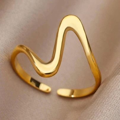 1pc Simple & Fashionable Asymmetrical Open Design Stainless Steel Ring For Both Men And Women, Daily Wear