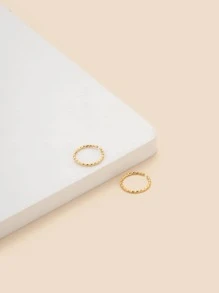 2pcs/set Twist Design Nose Ring - Yellow Gold - View 5