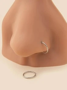 2pcs/set Twist Design Nose Ring - Silver - View 2