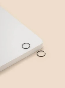 2pcs/set Twist Design Nose Ring - Black - View 6