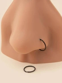 2pcs/set Twist Design Nose Ring - Black - View 2