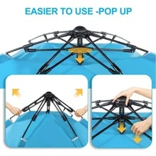 Fiberglass Pole Oxford Cloth Quick-Open Free Ride Beach Tent Blue - Màu xanh lam - Xem 4