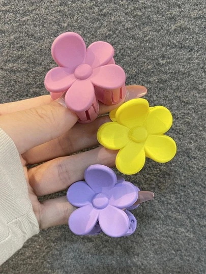 3 件/1 件女士迷你花朵形状轻质塑料发爪发夹时尚百搭高端简约发饰夹适合日常外出洗脸沐浴化妆搭配衣服配饰头饰抓夹