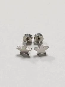 2 Miếng Thiết kế ngôi sao Bông tai stud Màu bạc Thép không gỉ Đúng mốt Phổ biến nhất Đồ trang sức Qủa tặng Buổi tiệc Cho nam giới - Bạc - Xem 1