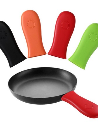 1入組矽膠熱手柄支架、鑄鐵煎鍋隔熱墊、用於煎鍋和煎鍋耐熱橡膠鍋柄套套握把套、金屬炊具手柄
