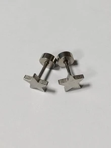 2 Miếng Thiết kế ngôi sao Bông tai stud Màu bạc Thép không gỉ Đúng mốt Phổ biến nhất Đồ trang sức Qủa tặng Buổi tiệc Cho nam giới - Bạc - Xem 5