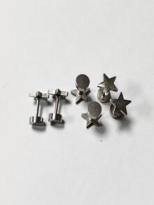 2 Miếng Thiết kế ngôi sao Bông tai stud Màu bạc Thép không gỉ Đúng mốt Phổ biến nhất Đồ trang sức Qủa tặng Buổi tiệc Cho nam giới - Bạc - Xem 6