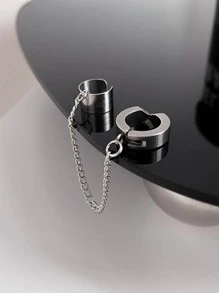 1Pc Men Chain Decor Ear Cuff Stainless Steel