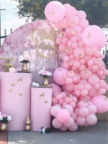 Party Anny Long 107 chiếc Vòng hoa bóng trang trí màu trơn, Vòm bóng bay cao su màu hồng hiện đại để tổ chức tiệc - Hồng - Xem 3