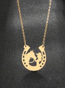 Hollow Out Pendant Necklace - Gold - View 1