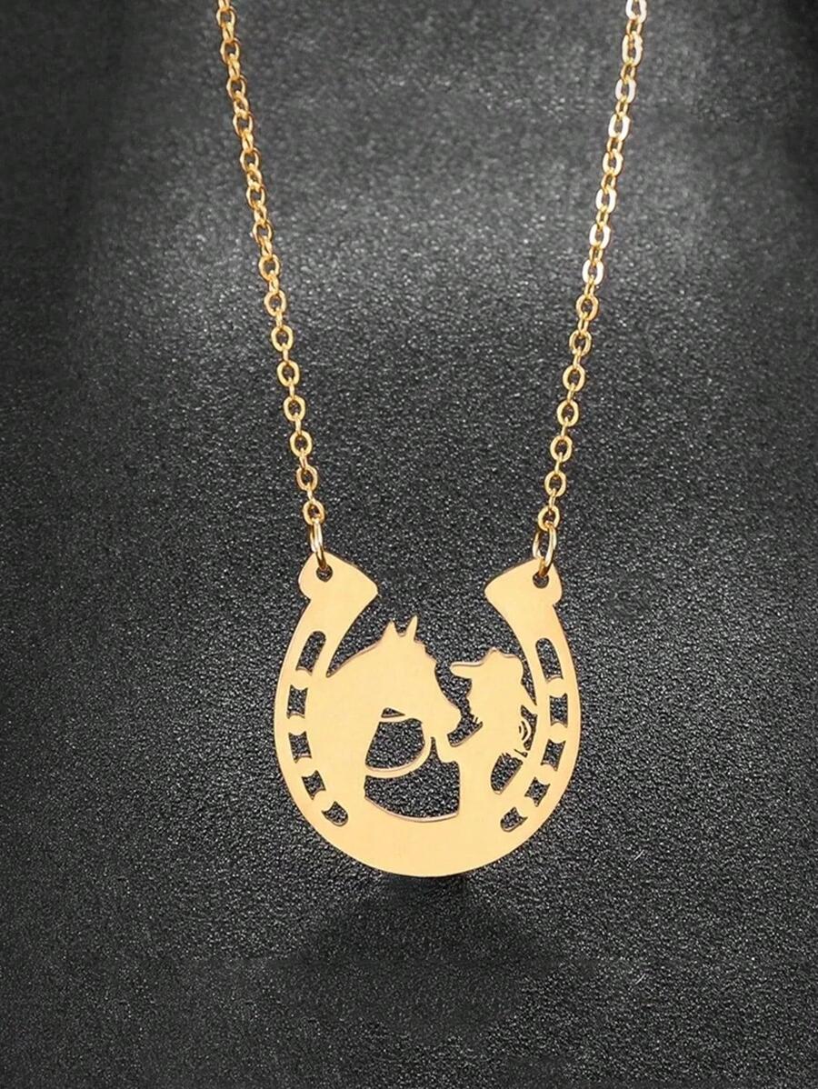 Hollow Out Pendant Necklace - Gold - View 1