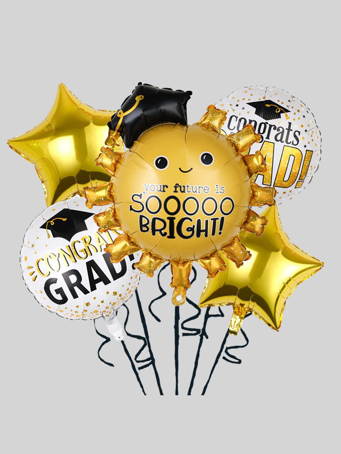 5pcs Graduation Party Slogan Graphic Decorative Balloon, Modern PE Balloon Set For Party Arrangement - Multicolor - View 1