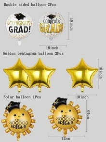 5pcs Graduation Party Slogan Graphic Decorative Balloon, Modern PE Balloon Set For Party Arrangement - Multicolor - View 3