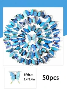 12/50 miếng dán PVC hình bướm nhiều màu sắc trang trí hình bướm ngẫu nhiên, nhãn dán, decal dán tường, decal vinyl trang trí nhà cửa, vật dụng trang trí mùa xuân làm mới ngôi nhà của bạn, nhãn dán trang trí Rama - Màu xanh lam - Xem 4