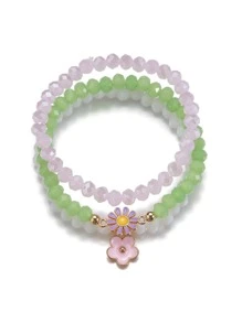 gói Bohemian Hợp Kim Dầu Nhỏ Giọt Màu Hồng Và Tím Hoa Trái Tim Hạt Pha Lê Thun Dòng Nữ - Nhiều màu - Xem 2