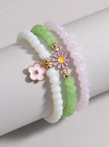 gói Bohemian Hợp Kim Dầu Nhỏ Giọt Màu Hồng Và Tím Hoa Trái Tim Hạt Pha Lê Thun Dòng Nữ - Nhiều màu - Xem 3