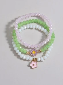 gói Bohemian Hợp Kim Dầu Nhỏ Giọt Màu Hồng Và Tím Hoa Trái Tim Hạt Pha Lê Thun Dòng Nữ - Nhiều màu - Xem 4