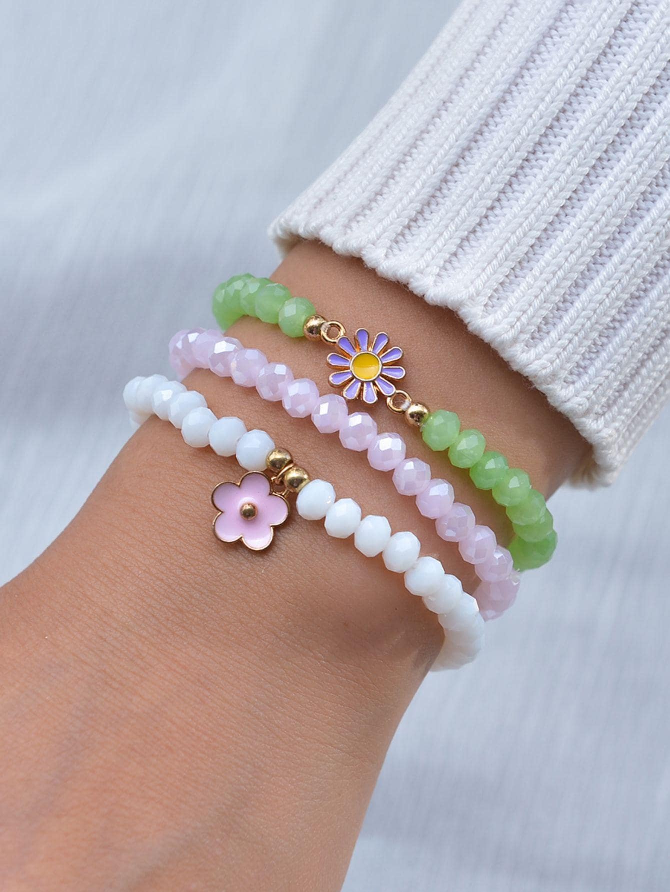 gói Bohemian Hợp Kim Dầu Nhỏ Giọt Màu Hồng Và Tím Hoa Trái Tim Hạt Pha Lê Thun Dòng Nữ - Nhiều màu - Xem 1