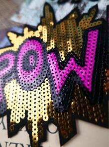 2pcs Letter Graphic Sequin Iron-on Patch, Creative Polyester Sewing Patch For DIY