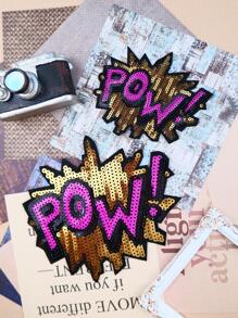 2pcs Letter Graphic Sequin Iron-on Patch, Creative Polyester Sewing Patch For DIY