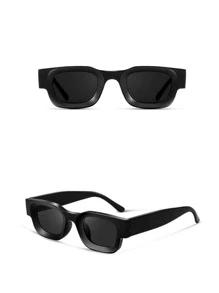 Square Frame Fashion Glasses - Black - View 2