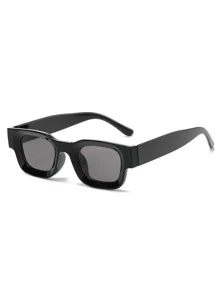 Square Frame Fashion Glasses - Black - View 4