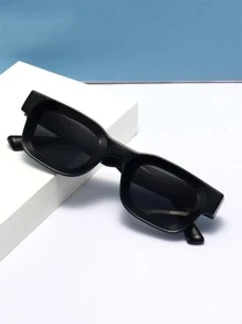 Square Frame Fashion Glasses - Black - View 3