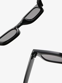 Square Frame Fashion Glasses - Black - View 5