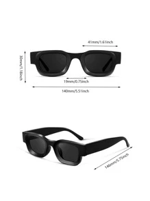 Square Frame Fashion Glasses - Black - View 6