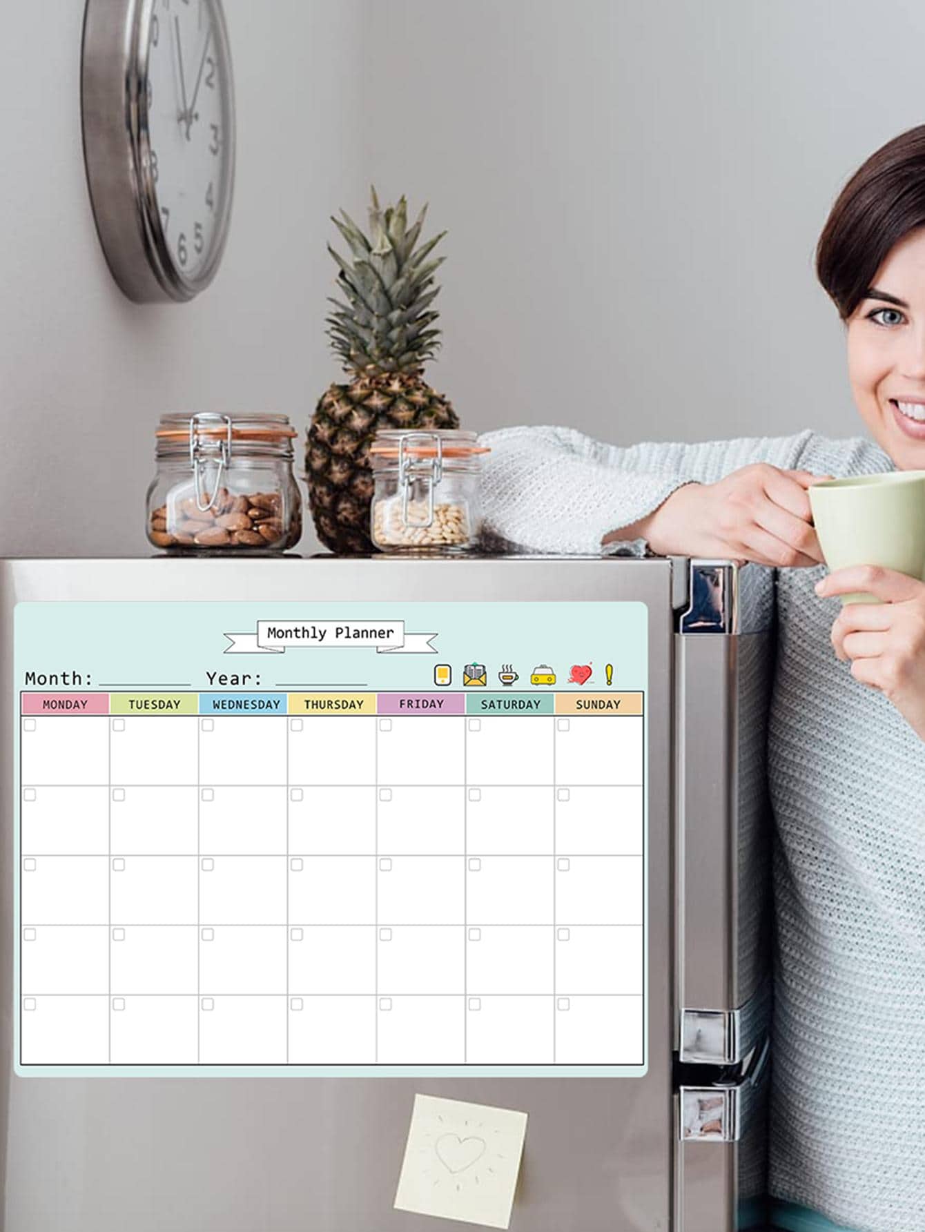 Bảng Lịch Trình Hàng Tháng Thiết Kế Nam Châm Gắn Tủ Lạnh, Hiện Đại Nam Châm Gắn Tủ Lạnh Đa Năng Miếng Dán Cho Nhà Bếp - màu xanh lá - Xem 1