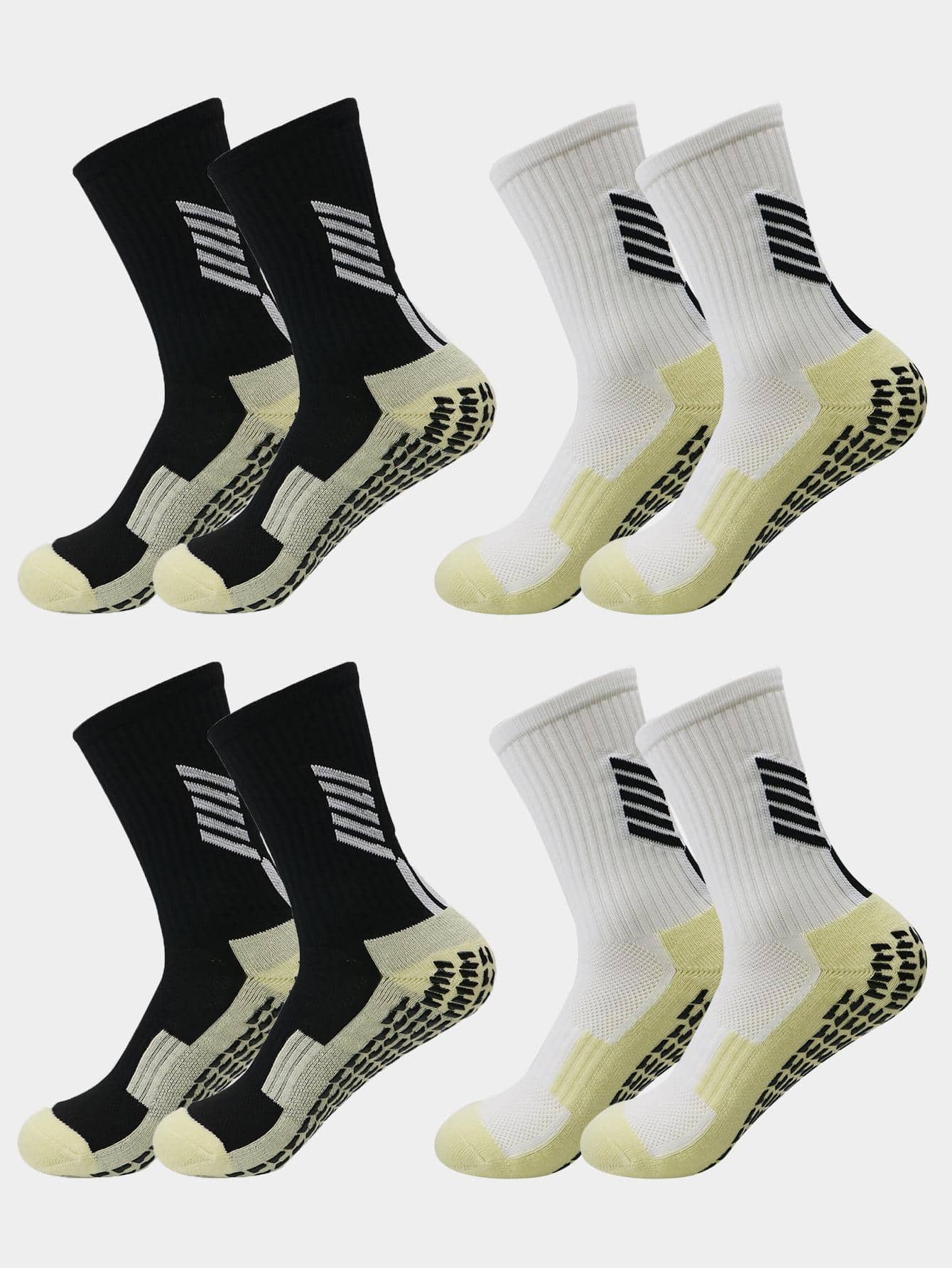 4 đôi Vớ thể thao bóng rổ chống trượt sọc chống trượt - Đen và trắng - Xem 1
