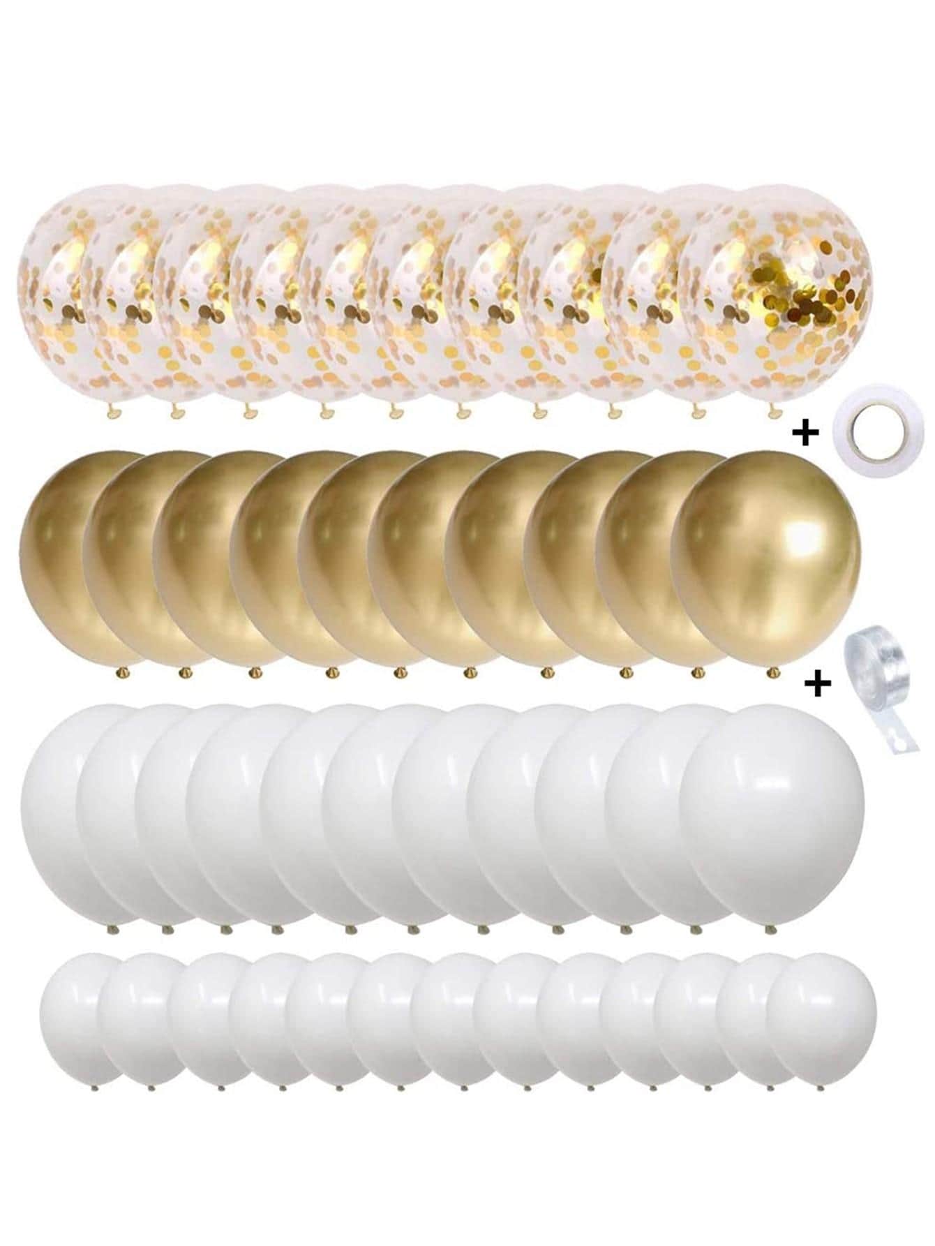 127入組/套金屬箔紙氣球裝飾套件,適用於紀念日、生日、聖誕節、畢業典禮、朋友和家人聚會裝飾 - 白色 - 查看 1