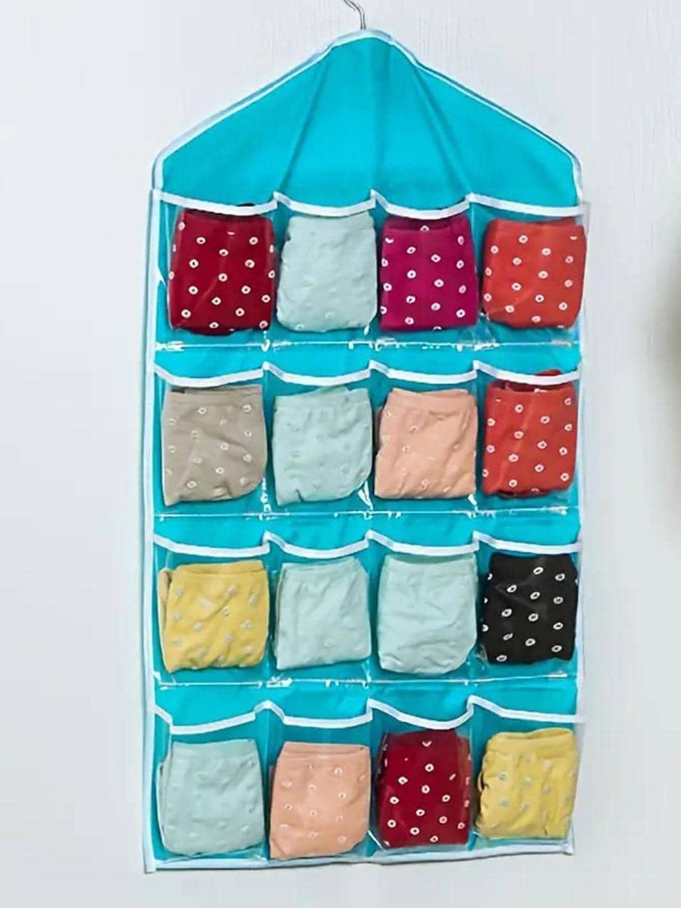 Túi lưu trữ treo 1 cái, 16 túi Tủ quần áo Đồ lót Sắp xếp tất, Túi lưu trữ tất trên cửa, Túi lưu trữ ký túc xá - Màu xanh lam - Xem 1